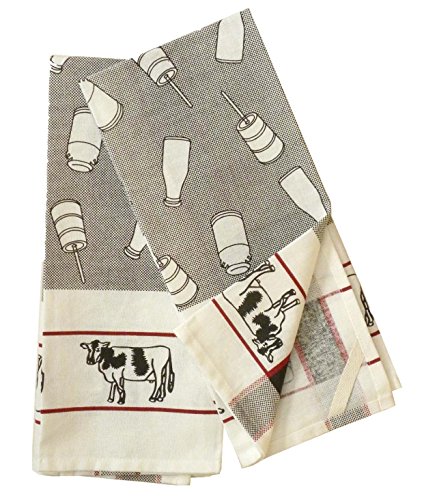 India Overseas Dairy Farm Cotton Dish Towel, Set of 2