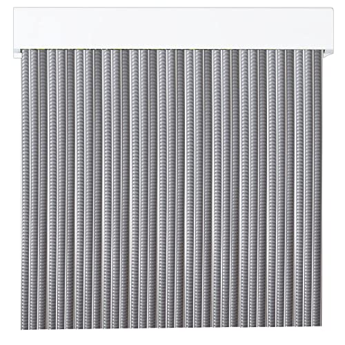 Cortinas Exterior de Cinta para Puertas | Plástico PVC y Barra Aluminio tamaños | PERTONI TENDE (Gris Y Blanco, Ancho 100cm x 210cm Largo)