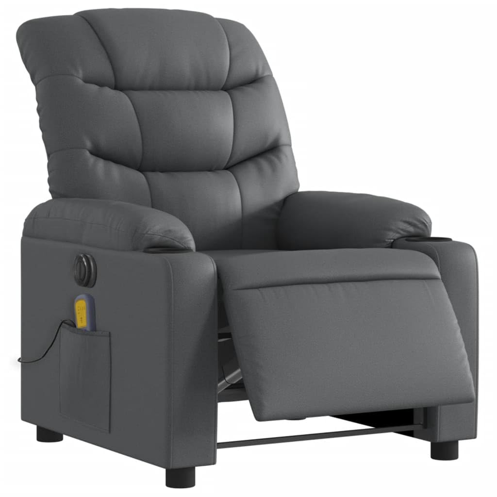 Sillón de masaje eléctrico con 6 puntos de vibración, piel sintética, 75,5 x 93 x 99,5 cm, sillón relax con motor eléctrico para respaldo y reposapiés, bolsillo lateral, estructura estable