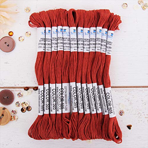 Image of 12 Skeins ThreadArt Cotton Embroidery Floss, Rust | Long fiber cotton embroidery floss for cross stitch, hand embroidery and bracelets. Six-strand floss separates easily.