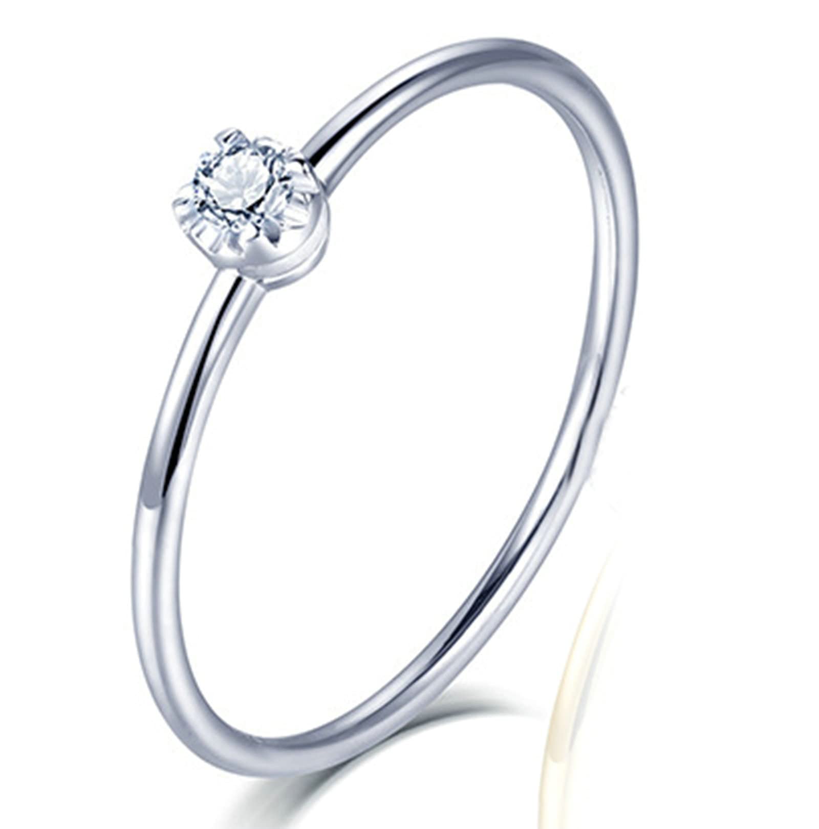 KnSam Mujer Anillo, Estilo Clásico 18 K Oro Amarillo Diamante Anillo De Bodas Oro