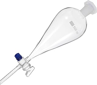 Totority 500mL Separatory Funnel with PTFE Stopcock Valve, Lab Quality Borosilicate Glass, Separation Funnel for Lab Use