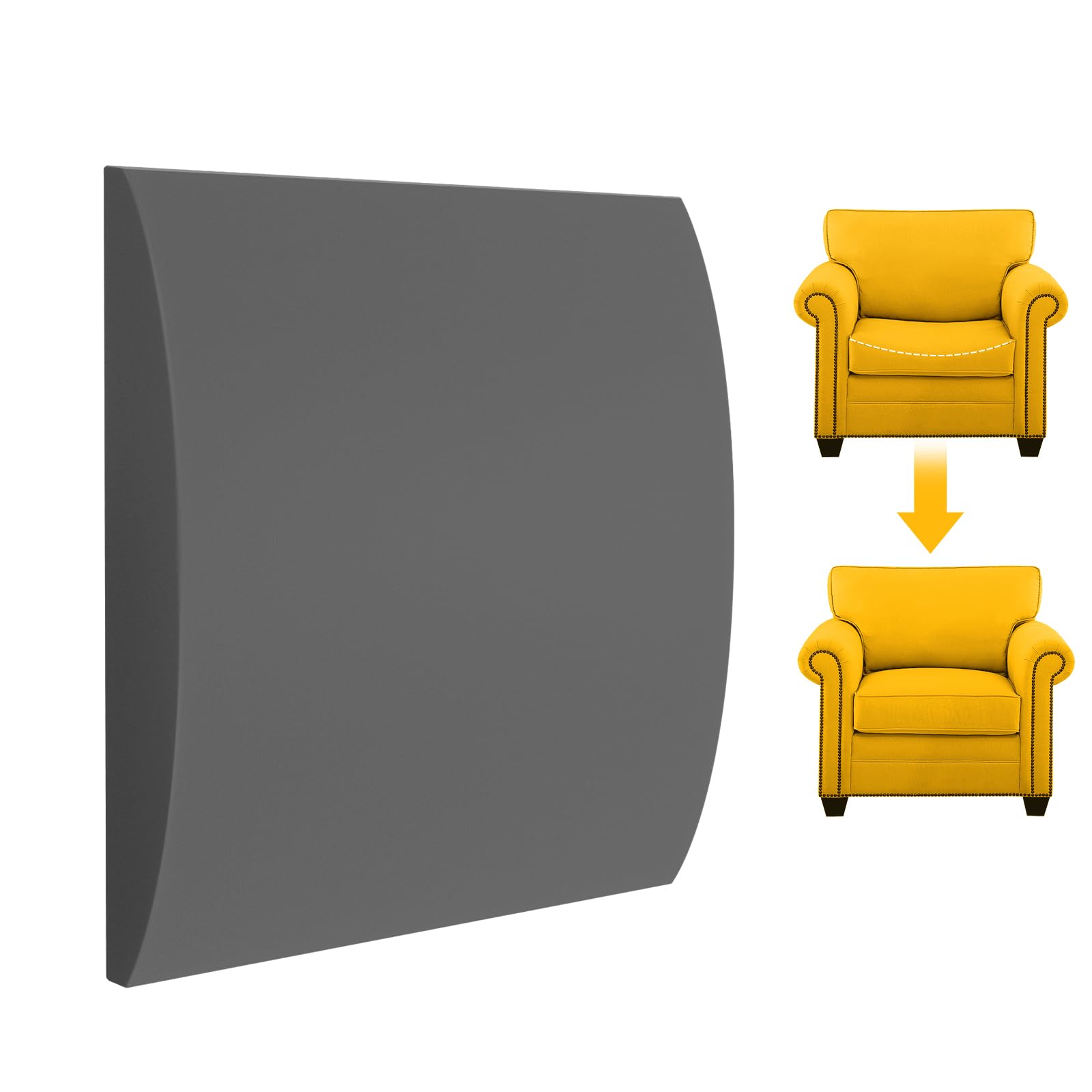 MYLIFESION Couch Cushion Support for Sagging Seat, 20x20x2 inches High-Density Foam Sofa Cushions Support, Under Cushion Sag Repair, Grey Set of 1