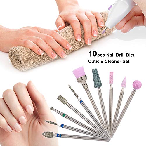 Conjunto de brocas de unhas, broca de manicure, pedicure, limpador de cutículas, escova de polimento