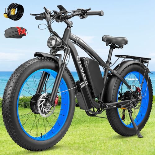 Image of 6000W Peak Dual Motor Ebike for Adults - 52V 34Ah Fast Electric Bike for Men Women 45 MPH,Up to 100 Miles,24 inch Fat Tire Lockable Suspension Electric Bicycle for Snow Off-Road Commuter Mountain E-Bike