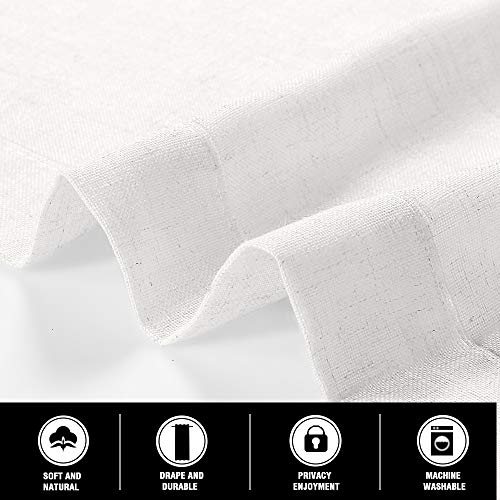 PrinceDeco White Linen Curtains Tab Top Window Treatments Panels for Living Room/Bedroom, Light Filtering Curtains Farmhouse Home Decor Window Privacy Linen Drapes, 2 Panels - 52 x 63 - Inch by PrinceDeco - Image 7