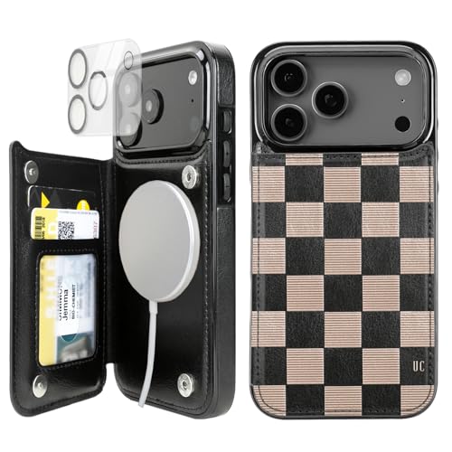 uCOLOR for iPhone 17 Pro Max Wallet Case Magsafe Card Holder Slot Checkered