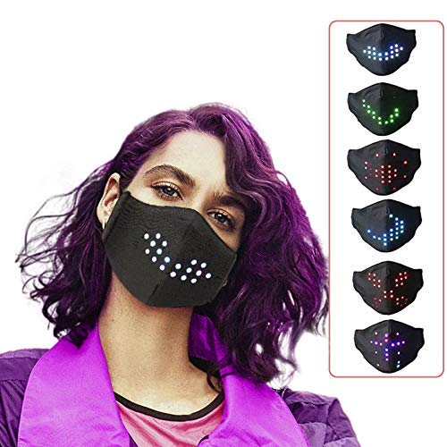 1 Pcs Voice Activated LED Face Mack, Imitates Lips Speaking, Animation Commands,Christmas Talking Mack,LED Light Up for Rave Festival Party USB Rechargeable Glowing Luminous Rave_Mask Light Up