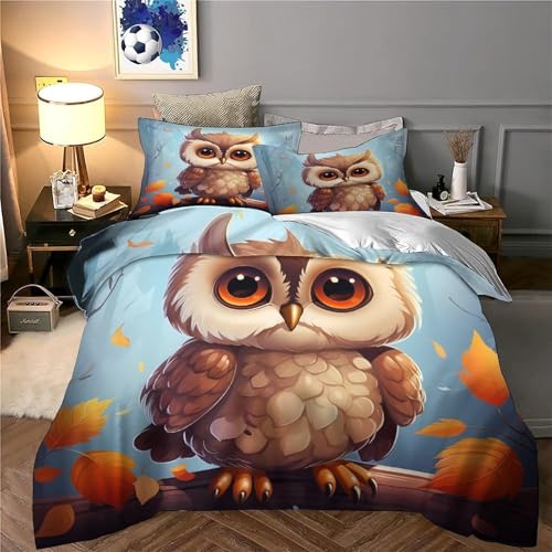 Housse de couette hibou sans repassage parure lit douce - 6