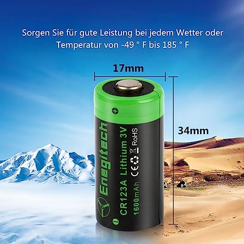 image for Enegitech CR123A 3V Lithium Battery, 123 3 Volt Lithium Battery, for H