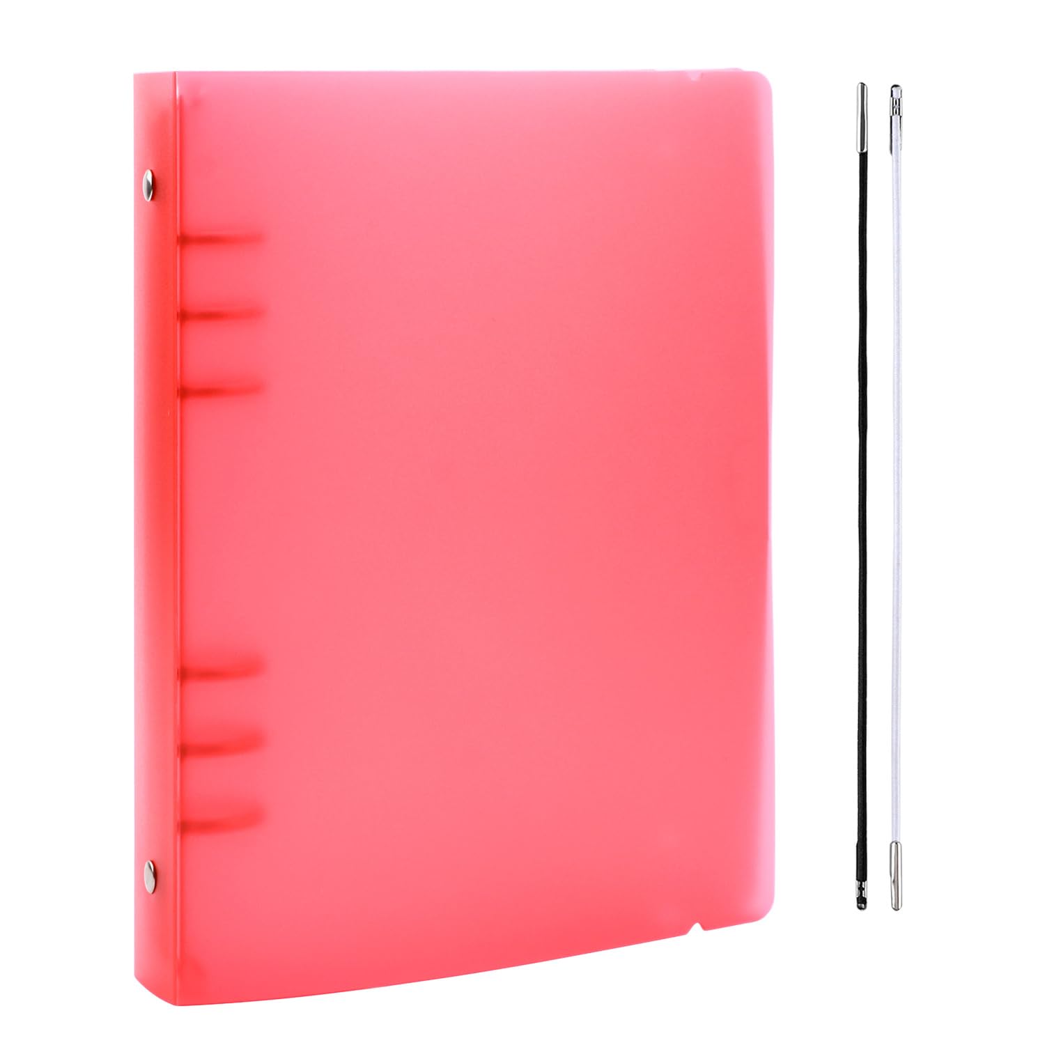 OTCRAFT A5 6 Ring Binder Cover Clean Transparent Soft PVC for Refillable Notebook Shell withMatte surfaceforStamp & Die Storage (Red)