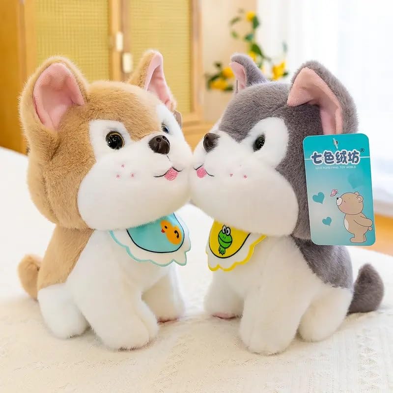 Image of Sibarian Husky Dog Plush Doll Realistic Soft Toy Pet Kawai Stuffed Animal Plushie Cute Toys Doll Birthday Gifts for Friends Kids Boys Girls Decorative 23cm