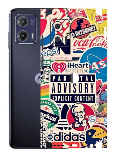 Image of AtOdds - Moto G73 (5G) Mobile Back Skin Sticker - Lamination - Rear Screen Guard Protector Film Wrap (Coverage - Back+Camera+Sides) (Design - Explicit Graffiti)
