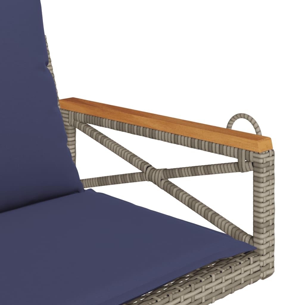 vidaXL Banco Columpio con Cojines ratán sintético Gris 63x62x40 cm
