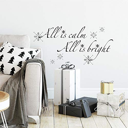 All Is Calm All Is Bright Glitter Quote Peel and Stick Wall Decal - RoomMates