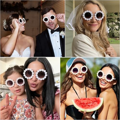 Round Flower Sunglasses for Women Retro Daisy Cute Glasses UV 400 Protection Flower Shaped Glasses for Outdoor Beach2