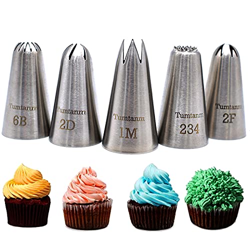 Tumtanm - Lot de 5 douilles en acier inoxydable sans soudure pour le glaçage, outil pour le glaçage des cupcakes Cover