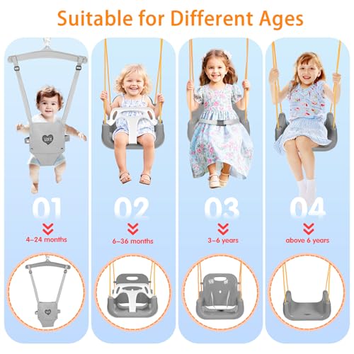 Image of 4 in 1 Toddler Swing Set & Baby Jumper, Foldable Swing Set for Backyard