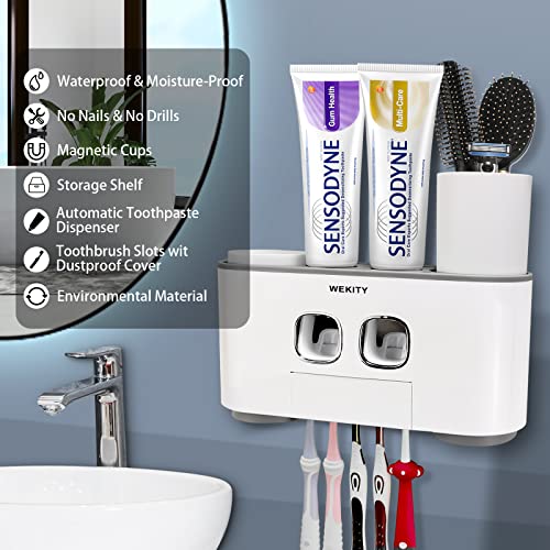 Wekity ECOCO TOOTHBRUSH HOLDER MULTIFUNCTIONAL Toothbrush Holder Wall Mounted, Wekity Multi-Functional Toothbrush And Toothpaste Dispenser thumb #1
