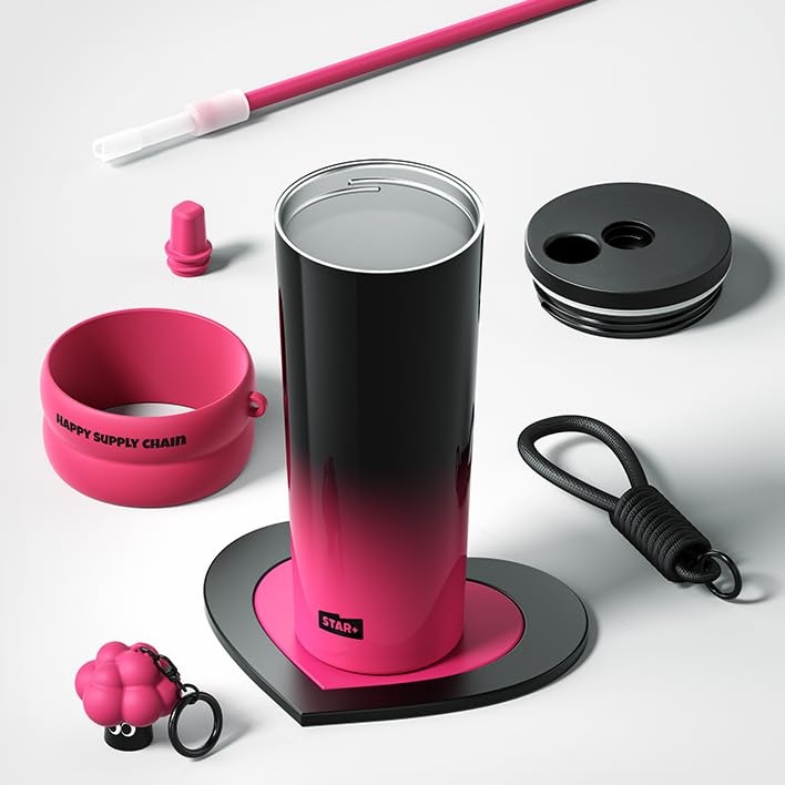 Stilvoller isolierter Becher – große Kapazität, Auto-Kaffee-Begleitbecher mit Strohhalm und Deckel, 316 Edelstahl, perfekt für Damen, Herren und Kinder (Silber)