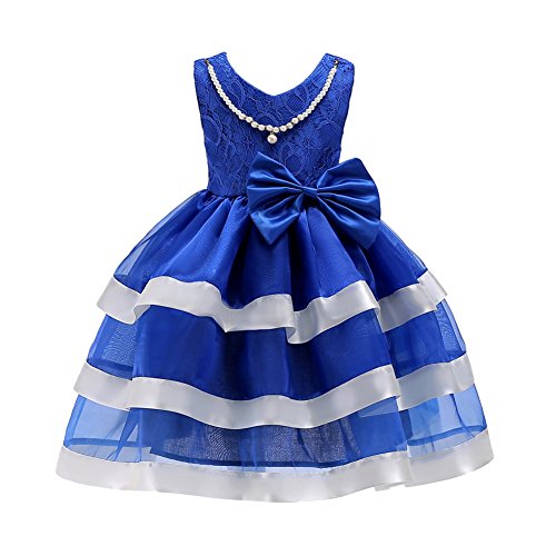 AEIL - Vestido - globo - para niña Blue 1 3-4 Años