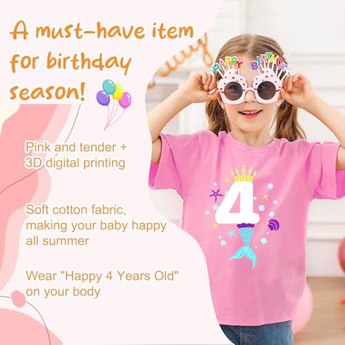 Image of Lovekider Girls Birthday T Shirts Cotton Short Sleeve T-Shirts Tee Party Clothing 3-6 Years
