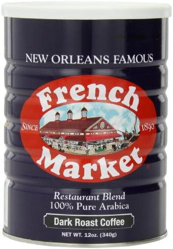 French Market Coffee, Restaurant Blend, Dark Roast Ground Coffee, 12 Ounce Can (Pack of 12)
