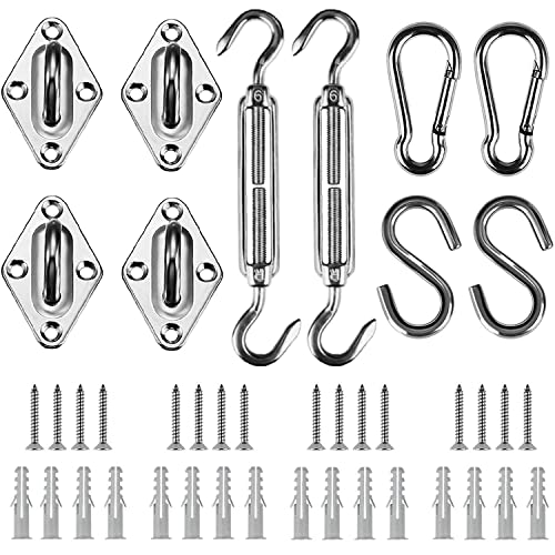 ZFYQ Kit de Montaje para Toldo, 42 Piezas Kit de Hardware de Acero Inoxidable para Instalación de Toldo Vela de Sombra Rectangular y Triangular, 15-22CM