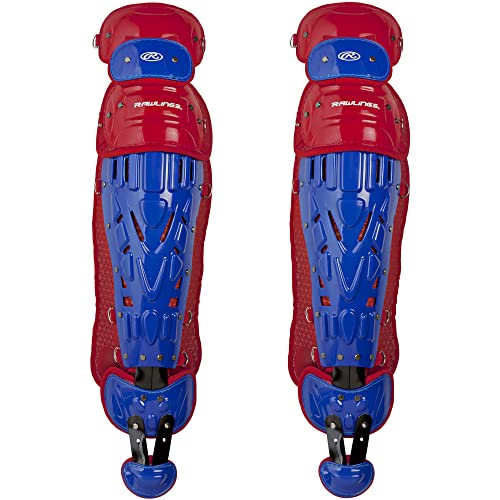 Jambières Rawlings Velo match de baseball équipement receveur 39,4 cm bleu et rouge