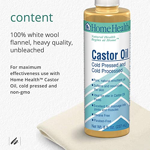 Home Health Wool Flannel - Small Size, 12" X 18" - 100% White Wool, Extra Thick Weave, Unbleached, No Synthetics, For Castor Oil Packs, Reusable - Cruelty-Free, Eco-Friendly #TOP5