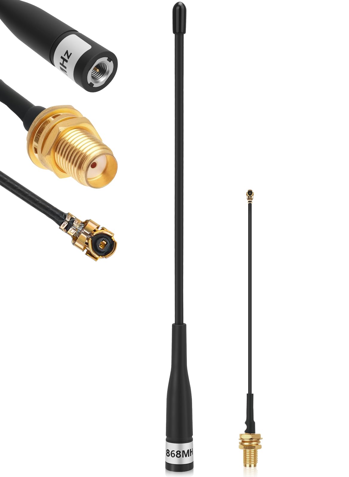 Meshnology 1 Stück 868 MHz LoRa-Antenne, 10 dBi Gewinn, Meshtastic Langstrecken-Soft-Whip-Antenne, 40 cm, omnidirektional, SMA-Stecker, mit Verlängerungskabel, schwarz