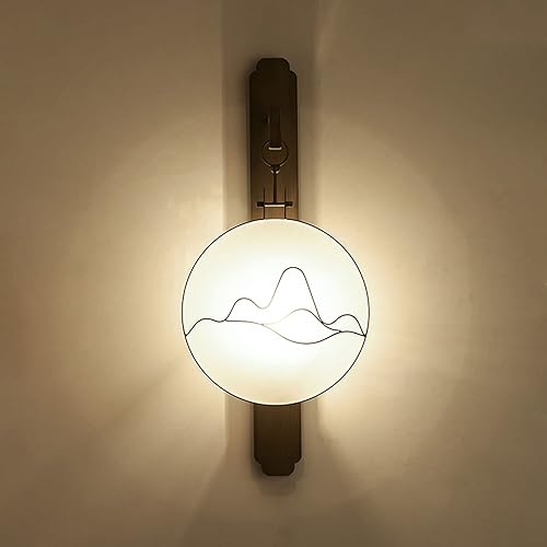 Antique Brass Indoor Wall Sconce, 1-Light Modern Vanity Light Vintage Industrial Single Lamp Glass Shade for Living Room Kitchen Bedroom Home Decor