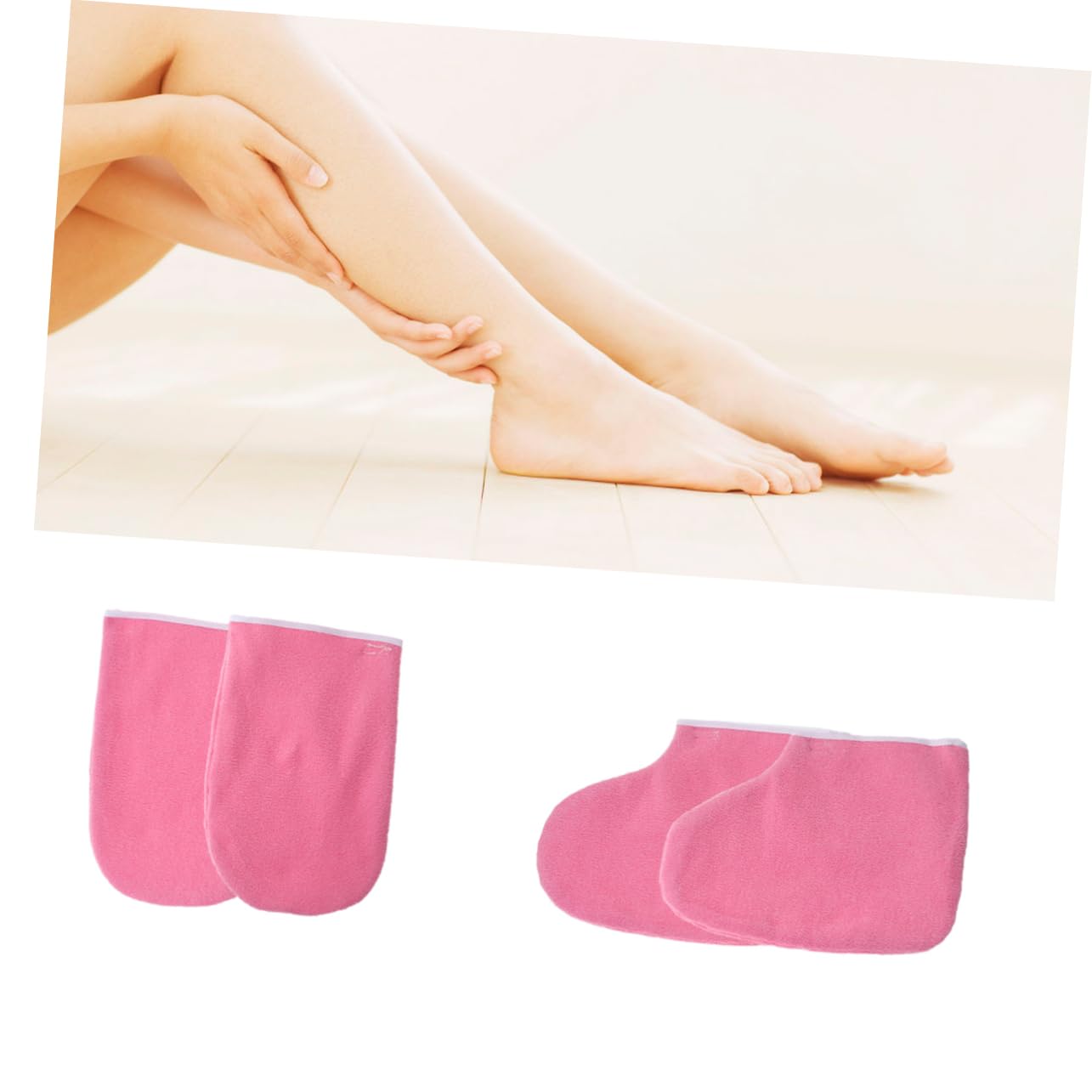Cera de Parafina Guantes Botines de Tela Rosa y Manicura