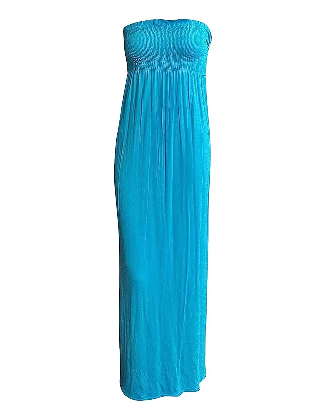 FASHION FAIRIES New Womens Sleeveless Boobtube Bandeau Maxi Ladies Sheering Long Dress Size16-22[Turqouise,20-22]