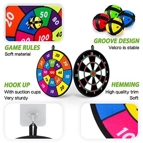 Dart Board for Kids, Kids Dart Board with Sticky Balls, Boys Toys, Indoor Sport Outdoor Family Fun Party Favor Board Game Toys Birthday Gifts for 3 4 5 6 7 8 9 10 11 12 Year Old Boys Girls Adults