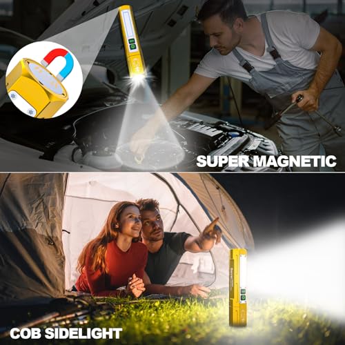Image of Rechargeable Magnetic Flashlights, Bright Small Powerful Pocket Flashlight | High Lumens Dual Button Tactical Flash Light, 12H Runtime, 8 Modes Zoomable, One-Press Off for Car,Home,Camping,Emergency