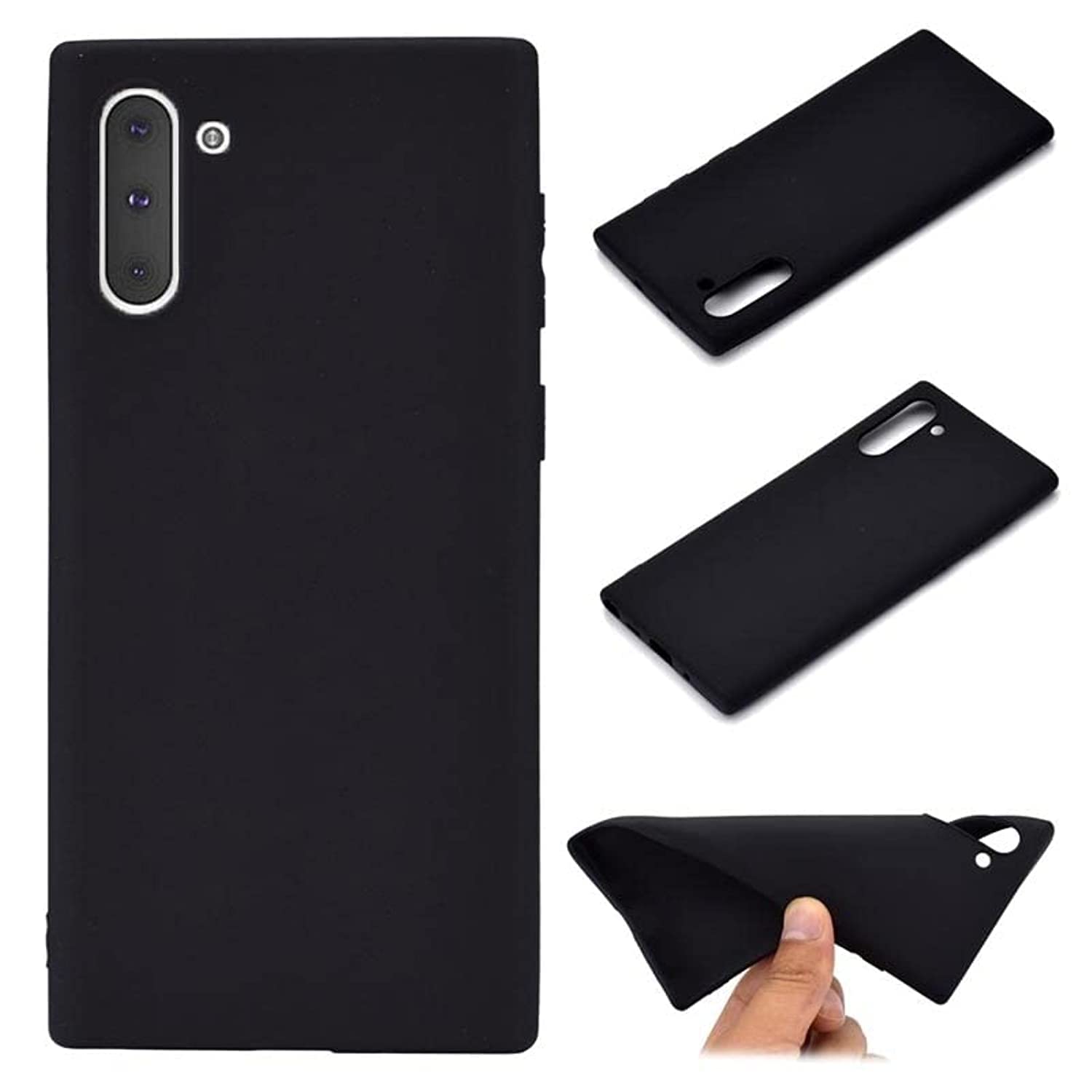 ZubitechSamsung Galaxy Note 10 Case Soft Flexible TPU Back Cover Flexible Silicone Matt Black Protective Rubber Cover for Samsung Galaxy Note 10 Black