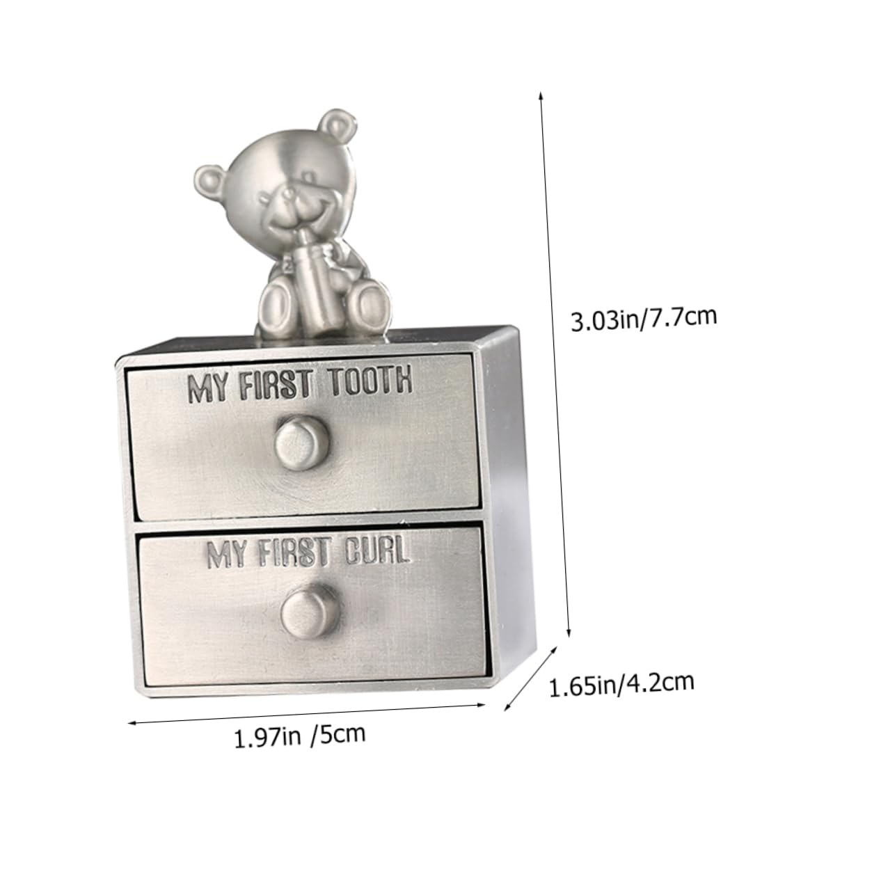 Yardwe Metal Curl Storage Box Baby Tooth Box Set 2pcs First Tooth Holder for Boys Girls Safe Design
