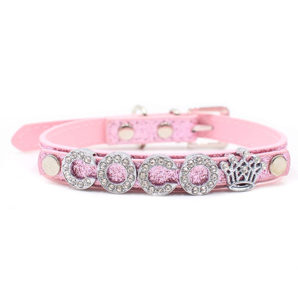 Collar de Perro Mascota Personalizado para Perros pequeños medianos Cachorro Gato Collar Encanto Perro Gato Rosa Rosa, Rosa, M