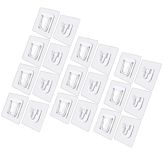 10PCS Adhesive Hooks, Clear Double Sided Adhesive Wall Hooks, Traceless Wall Mount Sticky Hook, Self Wall Hangers for Kitchen Bathroom Shower Outdoor Home Improvement