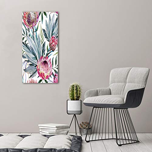 Tableau sur Verre Fleurs Protea Tulup 50x100 Décoration Murale Salon