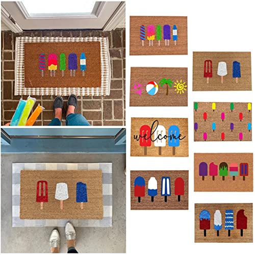 Summer Doormat Waterproof Non-Slip Doormat Holiday Creative Decorativeand Washable Seasonal Doormat With Popsicle Decor Rubber Doormat Rugs For Indoor&Outdoor 16 X 24 Inch (Summer-E) #TOP3
