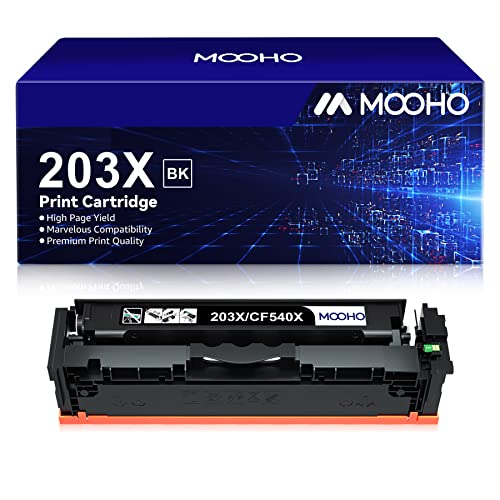 Mooho 203X CF540X Cartouche de Toner Compatible pour HP 203X/A CF540X/A, pour HP Color Laserjet Pro MFP M281fdw M281fdn M281cdw M280nw HP Color Laserjet Pro M254nw M254dw M254dn (Noir, 1-Pack)