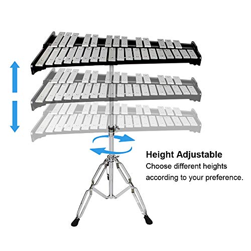 Image of ENNBOM 32 Notes Glockenspiel Kit Xylophone Bell Percussion Instrument Set with Adjustable Stand Mallets and Carrying Bag