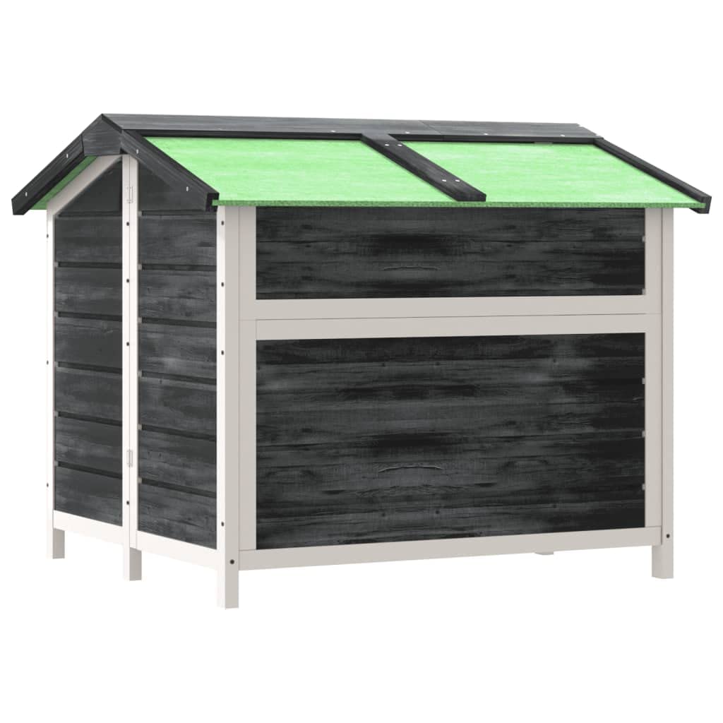 Caseta para perros gris de madera maciza de pino 96 x 87 x 80,5 cm con techo impermeable, gran entrada para jardín, protección y seguridad ideal para perros, cachorros y mascotas