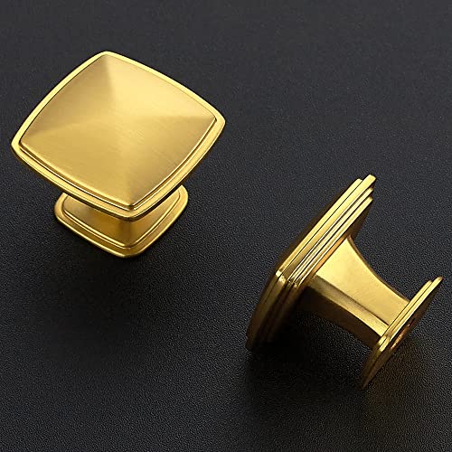 Image of Ravinte 15 Pack Gold Kitchen Cabinet Square Knob Single Hole Cabinet Hardware for Dresser Drawer Cabinet Pulls Drawer Knobs Cabinet Knobs Contemporary Antique Rustic