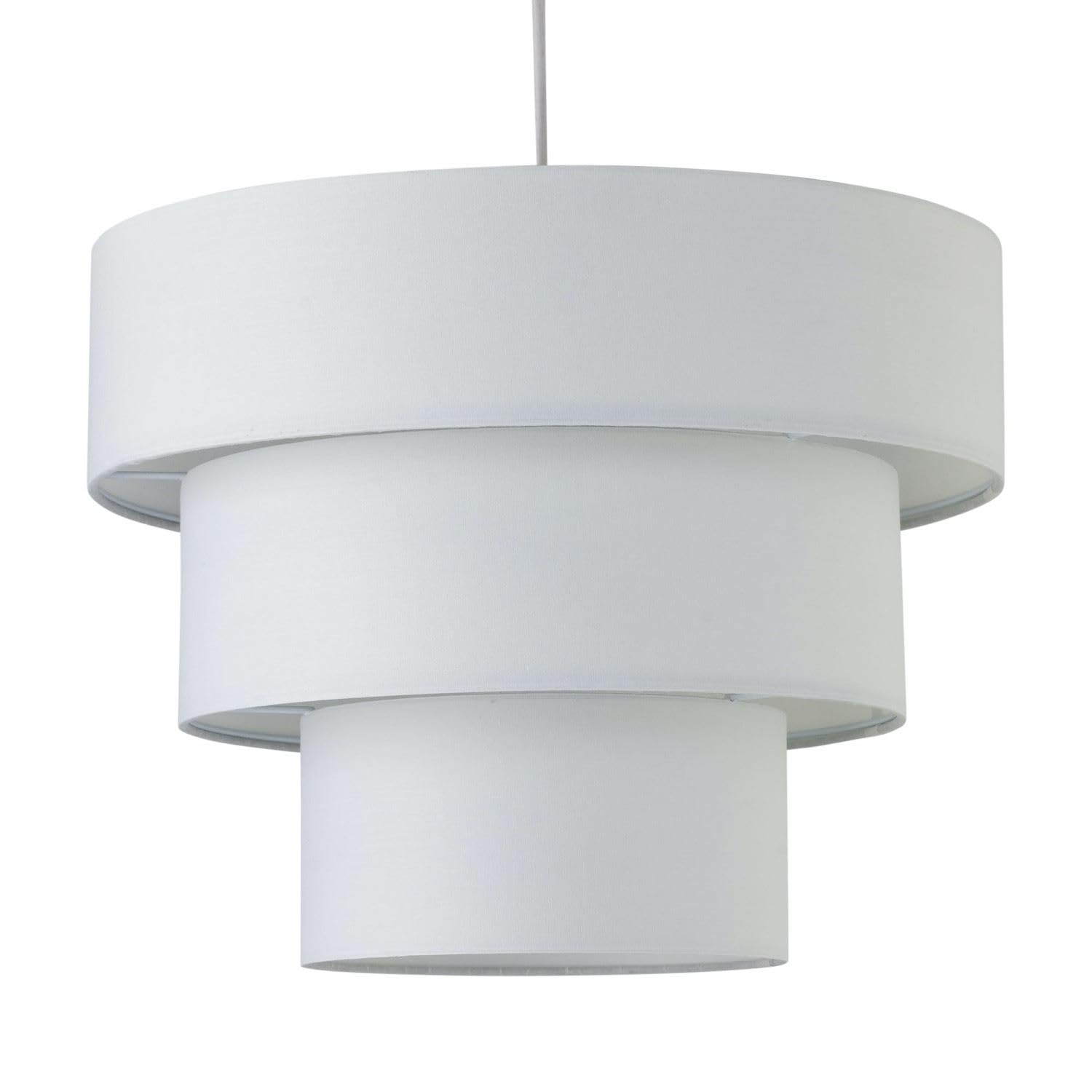 Firstchoicelighting White Ceiling Light Shade, Easy Fit Pendant Shade, Modern Tier Design, Diameter 38Cm