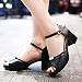 Imagen de Lizoleor Sandalias Mujer Tacon Ancho Medio Plataforma Zapatos Peep Toe Correa Tobillo Hebilla Boda Verano Comodos Prom Vestir Lovely Negro Talla 36 EU