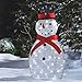 NOMA Pre-Lit Metal Snowman with Top Hat Christmas Decoration with Bright LED Lights, Outdoor Holiday Lawn Decoration, White with Red Scarf