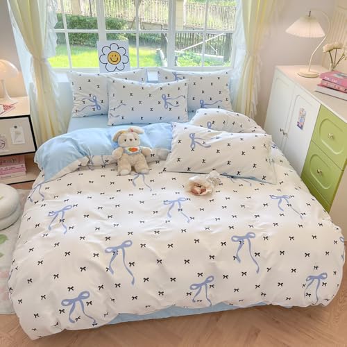 Housse de couette réversible microfibre zippée avec nœud papillon noir - 6